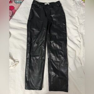 Abercrombie & Fitch Black Leather-Style Trousers